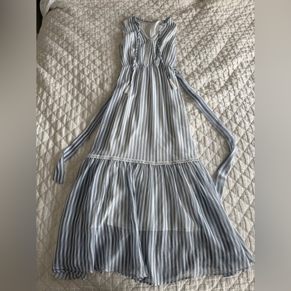 Love Colétte Striped Maxi Dress with Belt (Small)